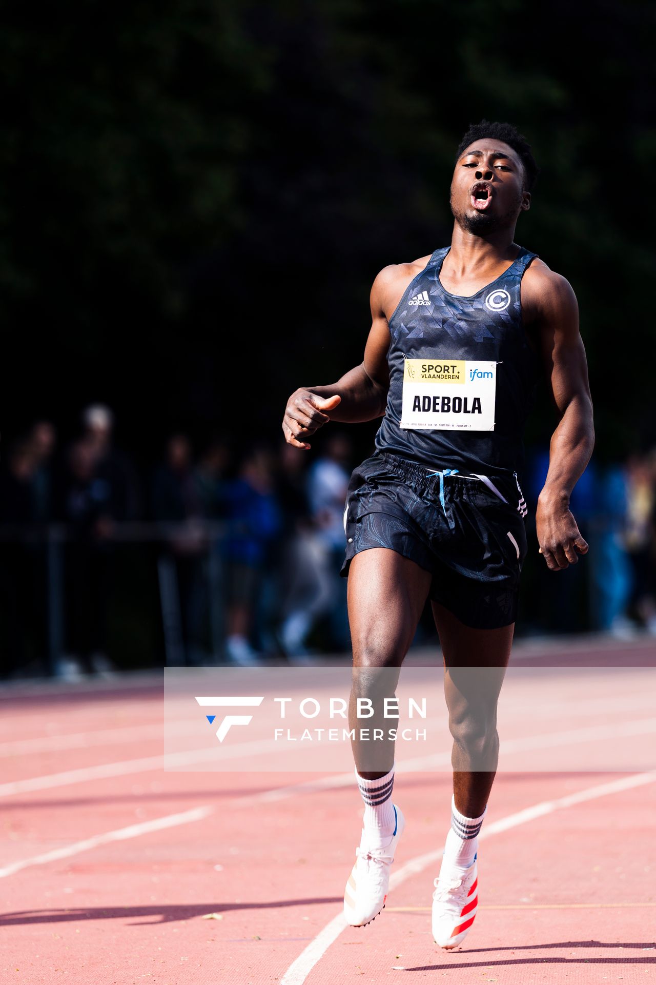 James Adebola (SCC Berlin) am 28.05.2022 waehrend der World Athletics Continental Tour IFAM Oordegem in Oordegem